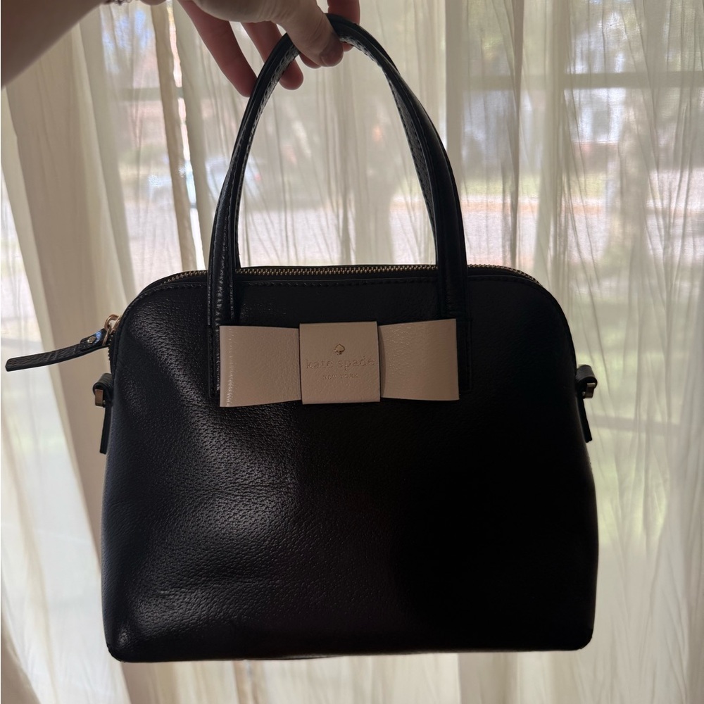 Kate Spade Black Satchel with Cream Accent